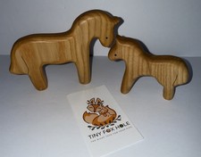 New Handmade Tiny Fox Hole TFH Wood Horse Baby Foal Wooden Toy Set Montessori