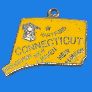 Vintage Connecticut Cloisonne Hard Enamel Metal Travel Souvenir Charm