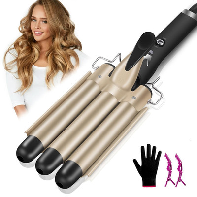 Lockenstab 3 Fässer 22mm Einstellbar Schnell Erhitzend für Beach Waves Haare