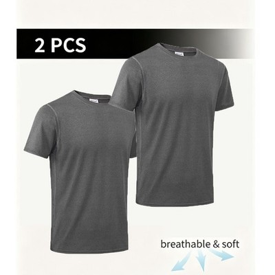 2 pcs men's basic shirt tops short sleeve pullover T-shirts turtleneck undershirt