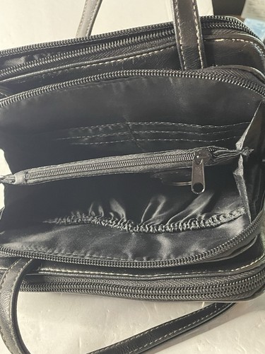 Koltov Crossbody Organizer schwarz mehrere Taschen Kunstleder Schultertasche - Bild 4 von 8