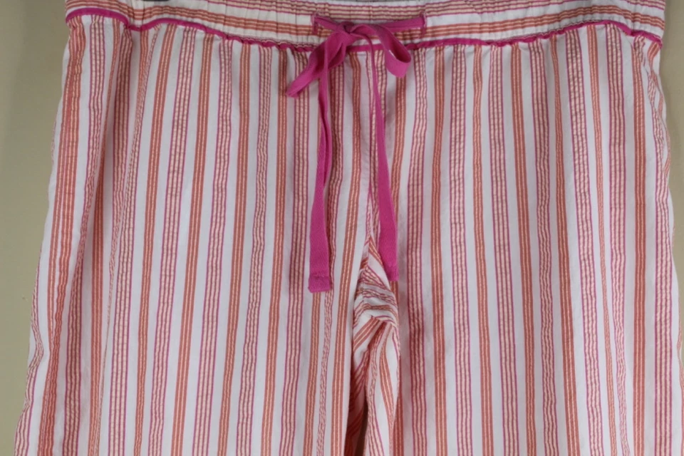 Pantalones de pijama Old Navy para mujer a rayas blanco rosa amarillo talla mediana Foto 2 de 4