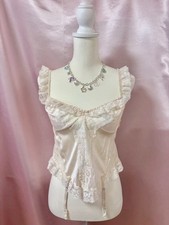 Vintage 1970s Sears USA Lace Bustier Corset Garter Camisole Lingerie