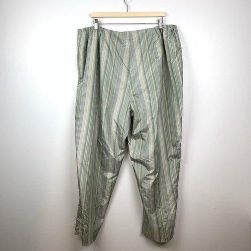 NWT Talbots Pure Silk Pants Plus Size 24W Lined Striped Blue Green Coastal Chic - Picture 3 of 15