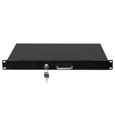 19 inch 1U Steel Plate DJ Drawer Equipment Cabinet with Keys Black