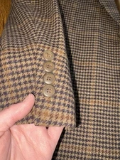 Strathmore Jacket Brown Houndstooth Check 100% Wool Blazer 44 Regular Mens