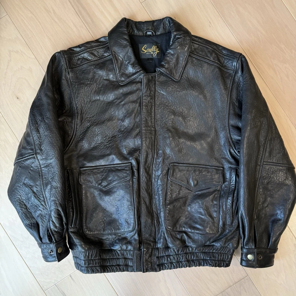 Vintage Scully Leather Jacket L Black Full Zip Western Soft Leather Outerwear - Image 2 of 4
