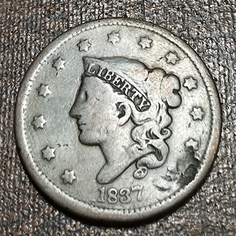 1837 Large Cent Plain Cord, Small Letters