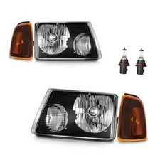 Headlights Assembly for 2001 OE Replacement Black  With High  Low Beam Bulbs
