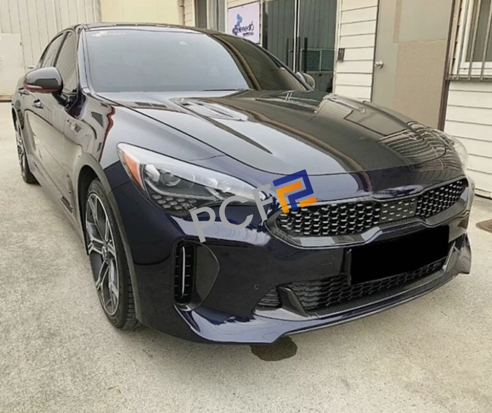 Parachoques delantero con aspecto de fibra de carbono, parrilla inferior superior, se adapta a Kia Stinger 2017-24 Foto 2 de 4