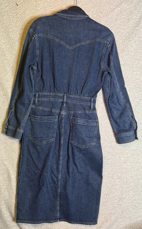 Camisa Madewell Denim Western Midi Manga Larga Bolsillos Traseros Talla 6 Foto 4 de 4