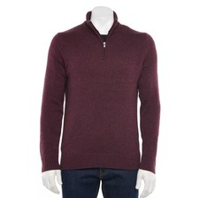 Sonoma Goods For Life NWT Sweater Men Large Burgundy Quarter Zip