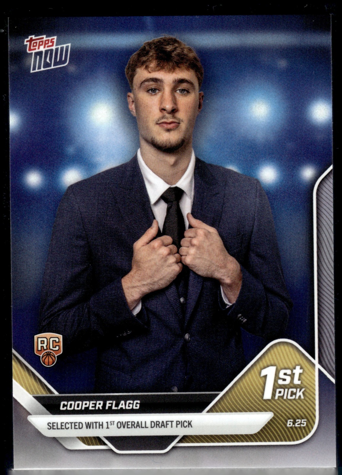 Cooper Flagg 2025 Topps Now Draft Night RC #D1 1st Overall Pick Mavericks