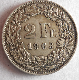 1963 SWITZERLAND 2 FRANCS AU High Quality Silver Coin Lot #J17
