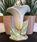 McCoy Calla Lily Floral Ceramic Vase White Yellow Green 8 in 1940’s