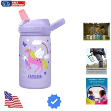 Eddy+ Kids Bite Valve Straw Insulated Stainless Steel Water Bottle Magic Unic...