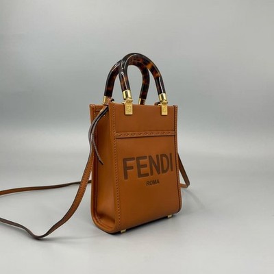 Fendi Mini Leather Sunshine Shopper #278393F11B Fendi Mini Sunshine Shopper Bag Black Leather Black Mini Lea main image 4