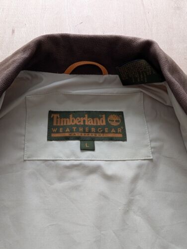 Timberland Vintage Embroidered Pop Button Country Coat Coach Jacket Cream L - Picture 5 of 10