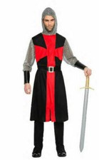 MEDIEVAL TEMPLAR KNIGHT Tunic Red/Black Costumes Theater Crusader Sleeveless