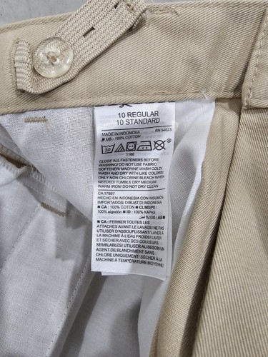 NEW Wrinkle Resistant Khaki Flat Front School Pants Boys 10 Reinforced Knees - Picture 5 of 7