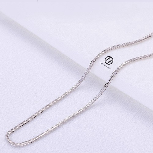 Collana catena oro massiccio 18 kt oro giallo bianco quadrata spiga grano catenina 18" - Foto 7 di 14