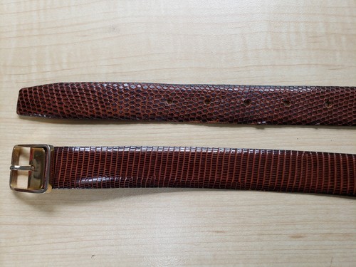 Clappers Gürtel braun Eidechse Gold Hardware Made in Spain passt 33,25" - 37,25" - Bild 4 von 6
