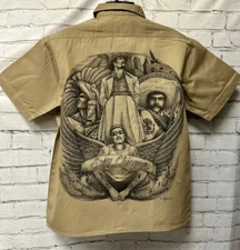 DGA Work Shirt Soy Chicano Khaki Button up Lowrider Art David Gonzales