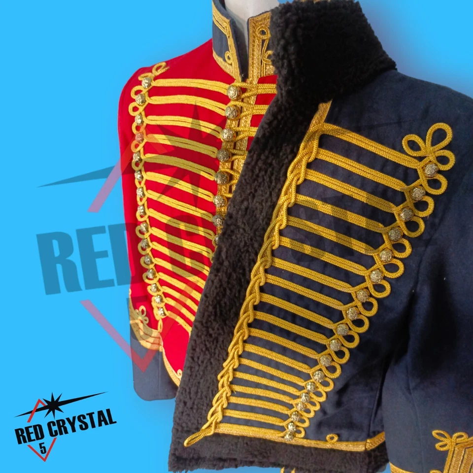Uniforme de lana de húsar británico chaqueta roja + chaqueta negra + pantalón negro envío rápido Foto 2 de 4