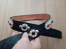 1950s Vintage Bruce Springsteen Design Carving Studded Belt Western Rockabilly