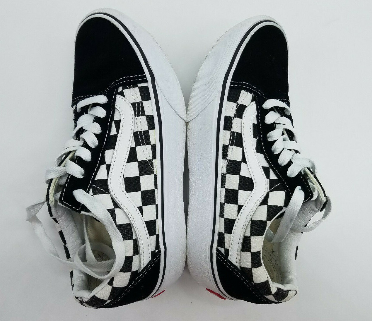 Vans Old Skool Checkerboard Platform Skate Shoes Lace… Gem