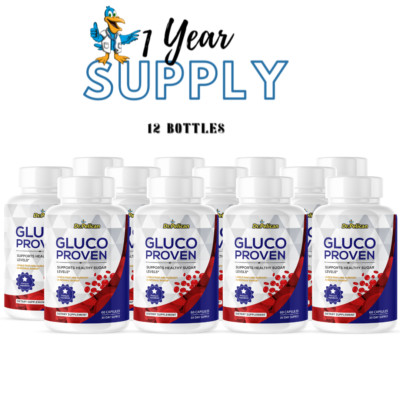 Gluco Proven- Cardiovascular Health, Blood Pressure & Sugar Support- 12 Bottles