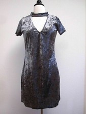 Anthropologie Dress New Size Large T Shirt Crushed Velvet Grey Chic Retro