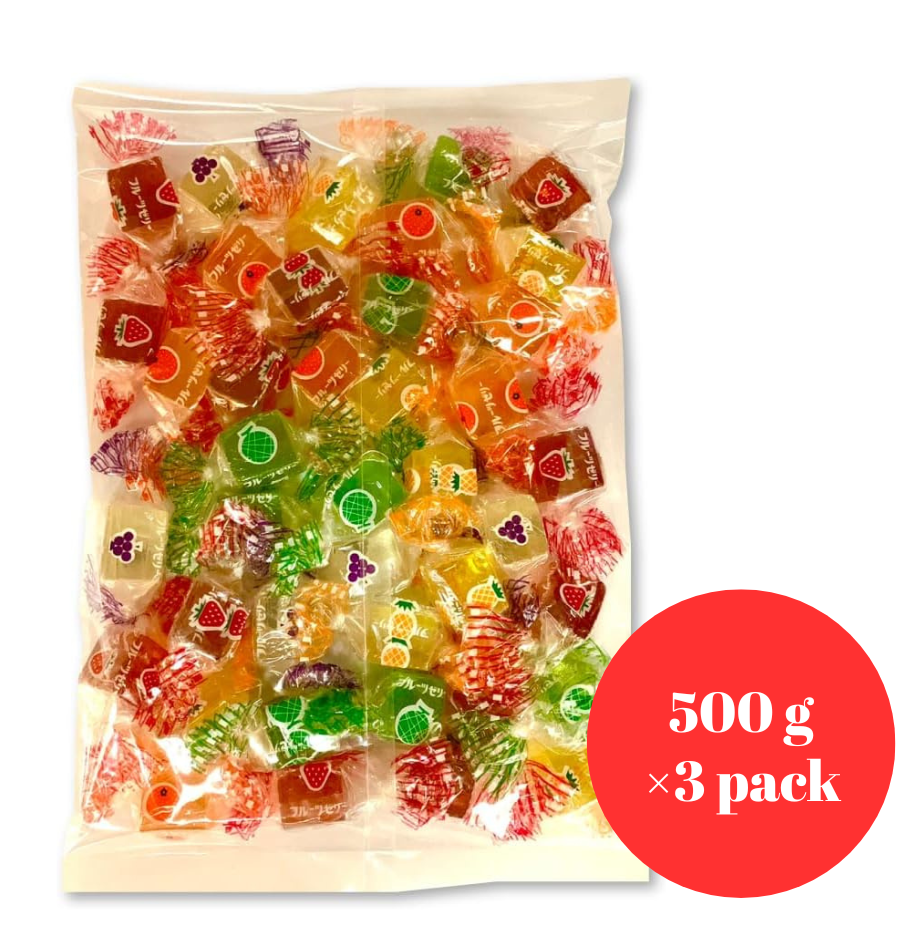Kinjo Seika Mixed Fruit Agar Jelly Oblate 500g x 3 packs Assorted