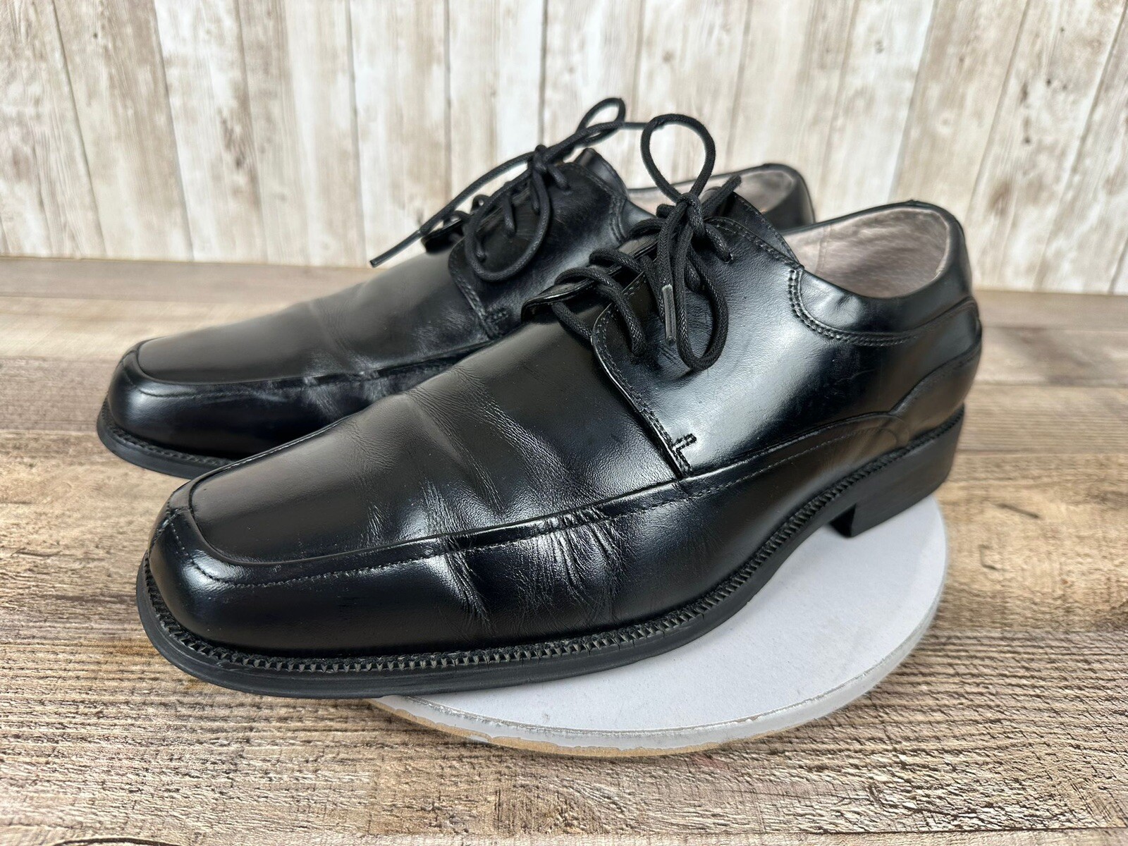 SAOLA Scarpe eleganti uomo Florsheim nere in pelle derby punta quadrata taglia 8 D