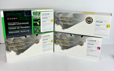 CLOVER Toner Cartridges Lot (3) +1 Unbranded- CF412A / CF413A / CF412A /& CF412A