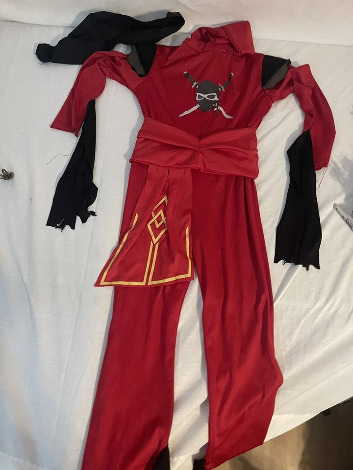 Disfraz de Halloween Red Stealth Ninja para niños artes marciales talla M Foto 2 de 4