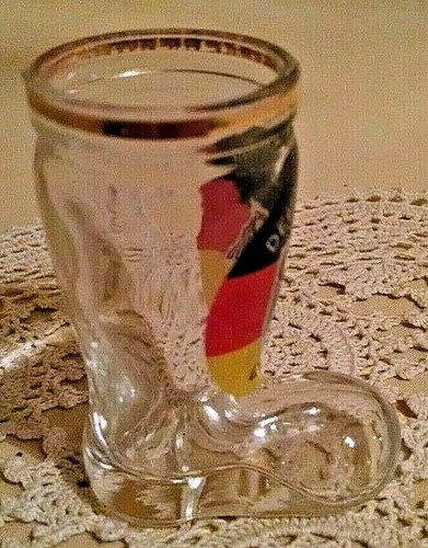 ALEMANIA ALEMANIA BOTA DE CRISTAL DE TIRO CON FORMA DE BORDE DORADO RECUERDO BARWARE ZAPATO DE BAR. - Imagen 5 de 7