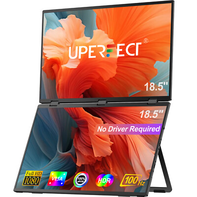 UStation Max 18.5'' Dual Monitor 1080P 100Hz Portable Monitor Foldable Screen