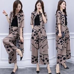 Mujer Cárdigan Largo Blusa Y Ancho Pierna Pantalones Juegos Elegante Gasa  Trajes | eBay