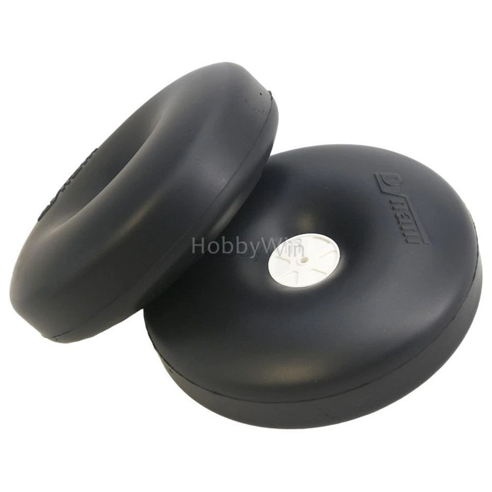 Dynam 2PCS 140mm Rubber Wheels 3mm Axle Hole for RC Scale Model Airplane Warbird - Image 2 of 4