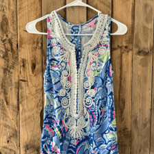 Lilly Pulitzer Sz 00 Carlotta Blue Peri Pinch Stretch Corded Lace Shift Dress