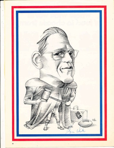 byron White supreme court football Signed 8x10 picture