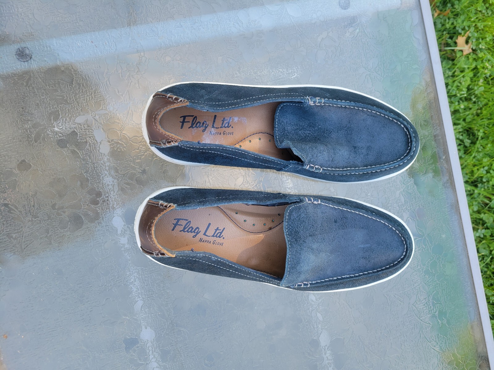 Flag Ltd Men's Size 10M Nappa Glove Navy Blue Nubuck Leather Loafer