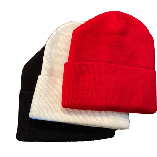 Cuffed Beanie Knit Hat Patriotic Red 