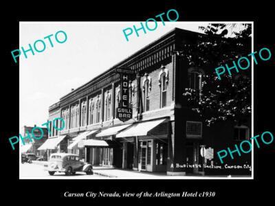 OLD 8x6 HISTORIC PHOTO OF CARSON CITY NEVADA VIEW OF ARLINGTON HOTEL c1930