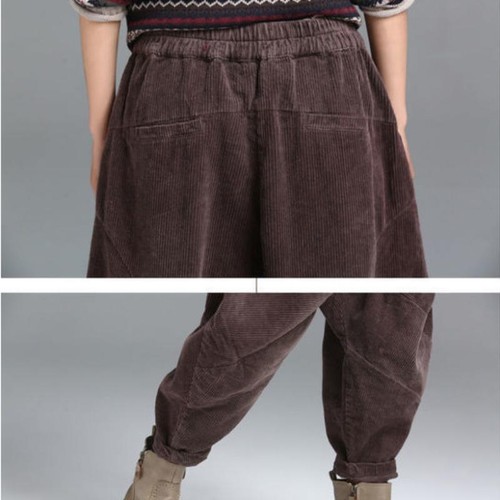 Ladies Corduroy Harem Pants High Waist Loose Trousers Cargo Baggy Long new - Picture 10 of 22