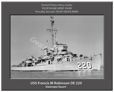 USS Francis M Robinson DE 220 Personalized Canvas Ship Photo 2 Print Veteran