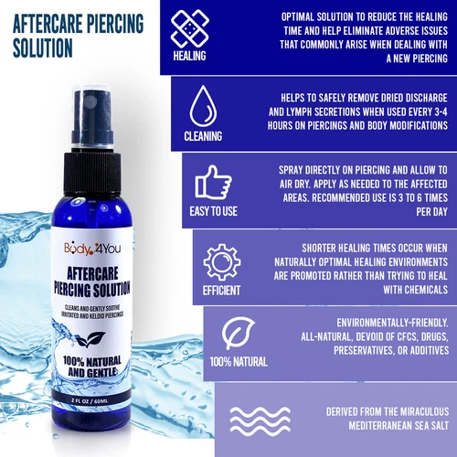 BodyJ4You Piercing Aftercare Cleanser Saline Spray Wash Solution image 2