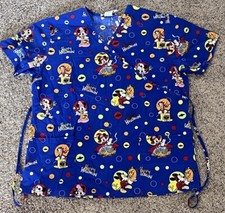 Disney Mickey Minnie Mouse Happy Halloween Scrub Top Women  s Size Large