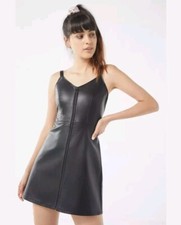 NWOT Urban Outfitters Black Faux Leather Loretta Zip-up Mini Dress, Size 0
